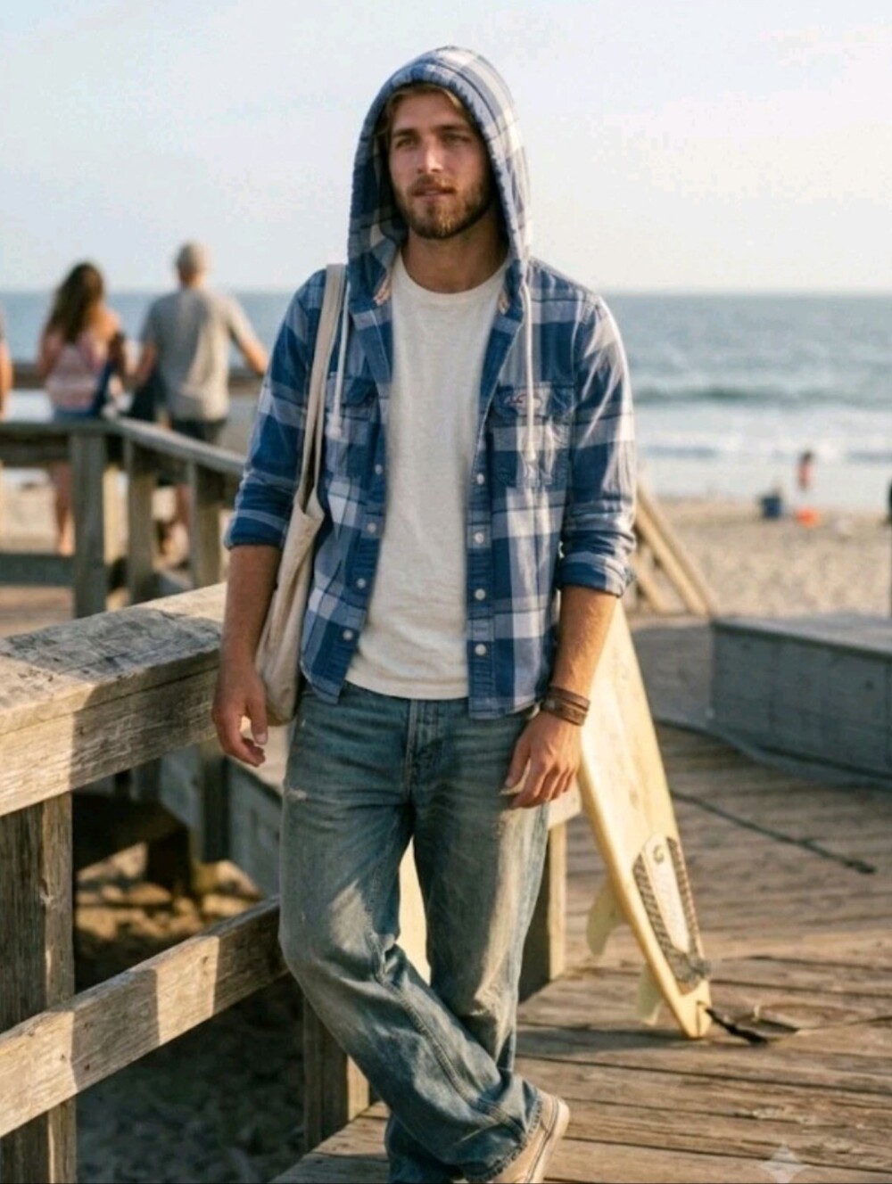 Hollister Mens Plaid Hooded Button Down Shirt S 90s Y2K Skater #120t